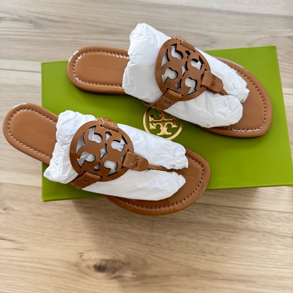 ☀️NEW☀️Tory Burch Miller Sandals Tan 8 - Picture 5 of 12
